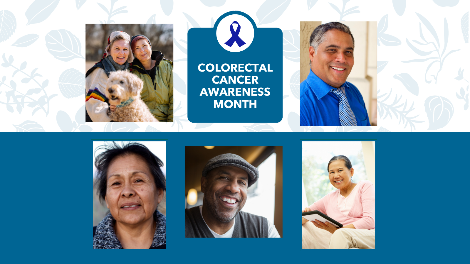 Images of different people of color for colorectal cancer awareness month